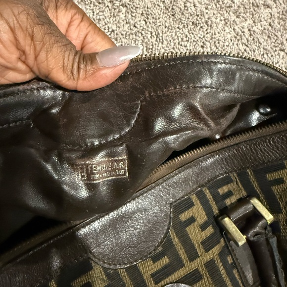 Preloved Fendi Zucca Boston Canvas Bag in Brown and Tan - Picture 8 of 8